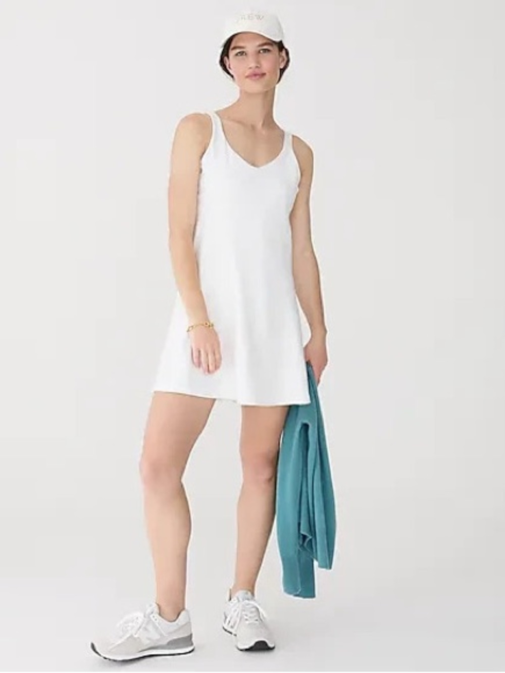 J.Crew Active White CloudStretch Tennis Dress NWT Built-In Shorts Athleisure L